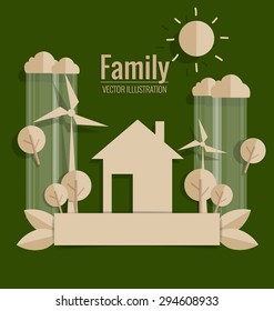 ECO FRIENDLY. Paper cut of house and Trees. Vector illustration.