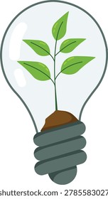 Eco Friendly Plant Inside Light Bulb Illustration 