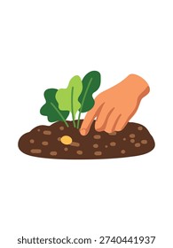 eco friendly planting seeds in soil graphic design