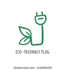 Eco Friendly Plug Icon Doodle Illustration Drawing Hand Drawn Cartoon. Eco Friendly Green Energy