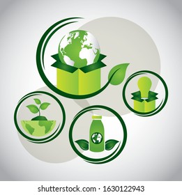 eco friendly poster with set icons vector illustration design