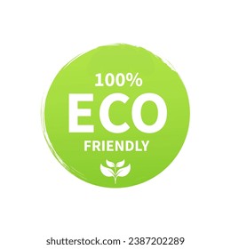 Eco friendly product logo. Vegan organic green bio line grunge icon. Vegetarian healthy food symbol isolated on white background. Vector illustration