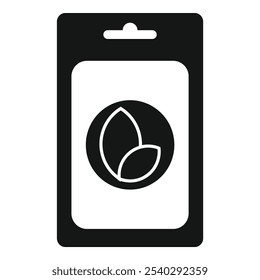 Eco friendly product packaging with leaf symbol displaying in store