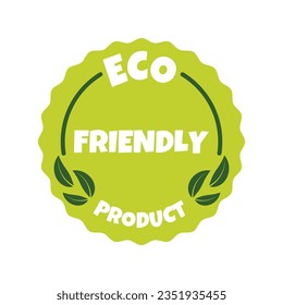 Etiqueta, etiqueta, placa y logotipo de productos ecológicos. Icono de ecología. Plantilla de logotipo con hojas verdes para productos ecológicos y ecológicos. Ilustración del vector aislada en fondo blanco