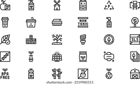 Eco friendly products icons High-Quality Vector Icons Collection with Editable Stroke. Ideal for Professional and Creative Projects.
