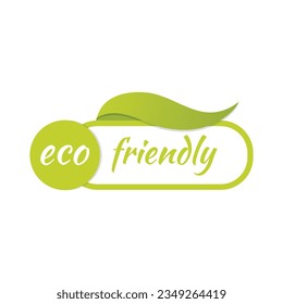 Eco friendly products sticker, label, badge and logo. Ecology icon. Logo template with leaves for organic and eco friendly products. Vector illustration