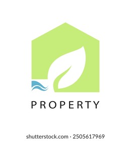 Eco friendly property logo template, green nature real estate environment. 
