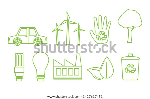 eco friendly recycable light bulb car leaves\
nature vector illustration
