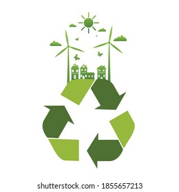 ECO FRIENDLY. Recycle Ecology concept with tree background. Vector illustration