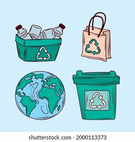conjunto de reutilización de recicle respetuoso con el medio ambiente