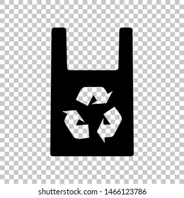 Eco friendly recycle sign. Black icon on transparent background. Illustration.