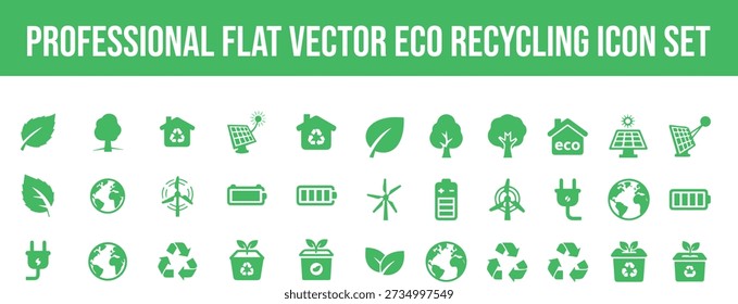 Eco friendly recycling icon set for sustainable living and environmental conservation