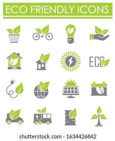 Eco friendly related icons set on background for graphic and web design. Creative illustration concept symbol for web or mobile app.