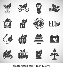 Eco friendly related icons set on background for graphic and web design. Creative illustration concept symbol for web or mobile app.