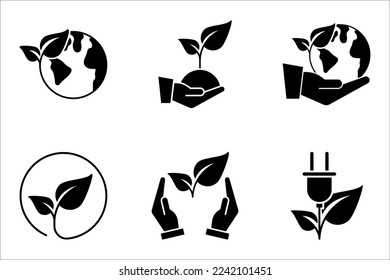 Eco friendly related thin line icon set. Linear ecology icons. Environmental sustainability simple symbol. vector illustration on white background.