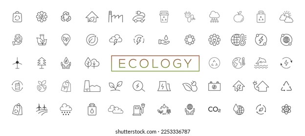 Icono de línea delgada relacionado y amigable para el ambiente en un estilo mínimo. Iconos de ecología lineal. Símbolo sencillo de sostenibilidad ambiental