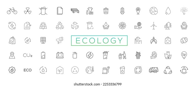 Icono de línea delgada relacionado y amigable para el ambiente en un estilo mínimo. Iconos de ecología lineal. Símbolo sencillo de sostenibilidad ambiental