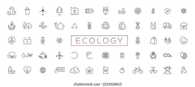 Icono de línea delgada relacionado y amigable para el ambiente en un estilo mínimo. Iconos de ecología lineal. Símbolo sencillo de sostenibilidad ambiental