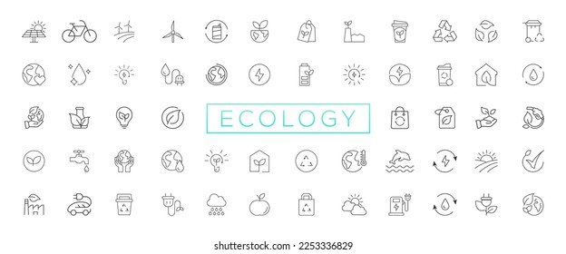 Eco friendly related thin line icon set in minimal style. Linear ecology icons. Environmental sustainability simple symbol