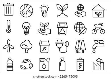 Icono de línea delgada relacionado y amigable para el ambiente en un estilo mínimo. Iconos de ecología lineal. Símbolo sencillo de sostenibilidad ambiental