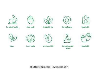 Eco friendly related thin line icon set in minimal style. Linear ecology icons. Environmental sustainability simple