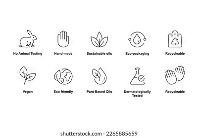 Eco friendly related thin line icon set in minimal style. Linear ecology icons. Environmental sustainability simple