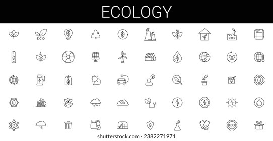 Eco friendly related thin line icon set in minimal style. Linear ecology icons. Environmental sustainability simple symbol.