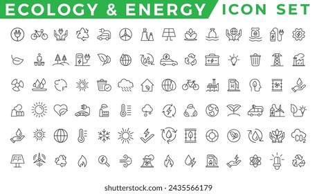 Eco friendly related thin line icon set in minimal style. Linear ecology icons. Environmental sustainability simple symbol