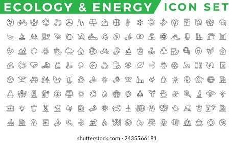 Icono de línea delgada relacionado respetuoso del medio ambiente establecido en estilo mínimo. Iconos de ecología lineal. Símbolo simple de sostenibilidad ambiental
