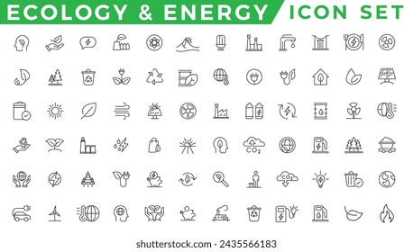 Eco friendly related thin line icon set in minimal style. Linear ecology icons. Environmental sustainability simple symbol