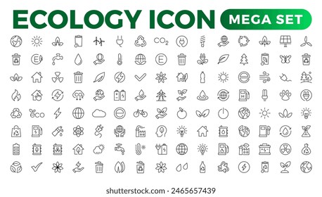 Eco friendly related thin line icon set in minimal style. Linear ecology icons. Environmental sustainability simple symbol