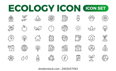 Eco friendly related thin line icon set in minimal style. Linear ecology icons. Environmental sustainability simple symbol