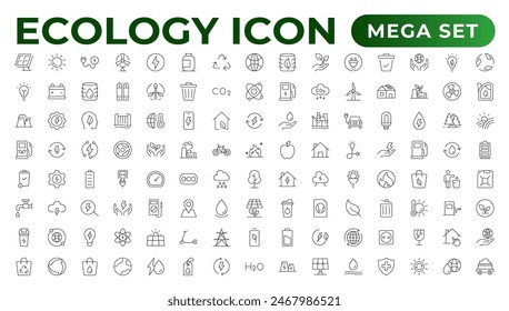 Eco friendly related thin line icon set in minimal style. Linear ecology icons. Environmental sustainability simple symbol