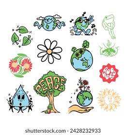 Umweltfreundliche verantwortungsbewusste Naturliebhaber Charakterillustrationen
