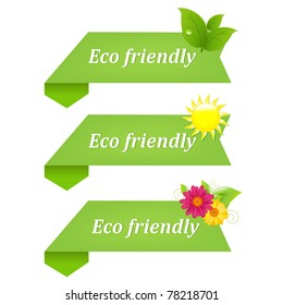 Eco Friendly Ribbons, Isolated On White Background, Vector Illustration