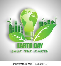 Eco friendly, save the planet and energy concept, flat-style vector illustration.