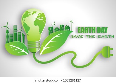 Eco Friendly Save Planet Energy Concept Stock Vector (Royalty Free ...