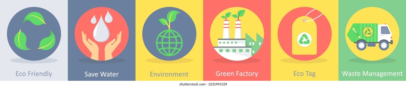 Eco friendly, Save water, Environment icon concept