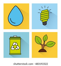eco friendly set flat icons vector illustration design