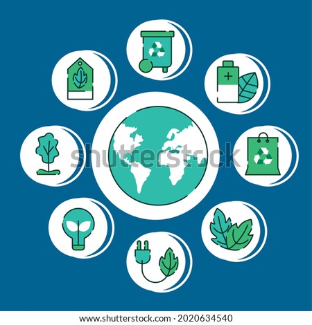 eco friendly set nine icons