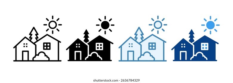 Eco Friendly Settlements Icon Set Multiple Style Collection