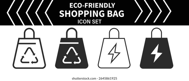 Eco friendly shoping bag icon set.