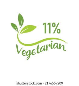 Señal ecológica. Insignia de producto de porcentaje vegetariano con ilustración vectorial verde moderna