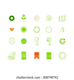 Eco friendly  sketch vector icons set. Natural ingredients symbols for fresh food package.