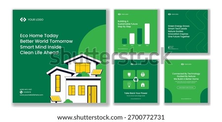 Eco Friendly Smart Home Flat Cartoon Hand Drawn Background Illustration for Social Media Post