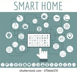 Eco friendly smart house concept. Infographic template. Flat style design. Vector illustration