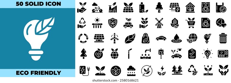 Eco Friendly Solid Editable Icons set. Vector illustration in modern thin solid style of eco friendly icons: sustainability, nature, recycle, etc