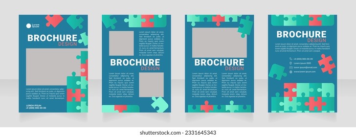 Eco friendly solutions blank brochure design. Template set with copy space for text. Premade corporate reports collection. Editable 4 paper pages. Roboto Black, Roboto, Nunito Light fonts used