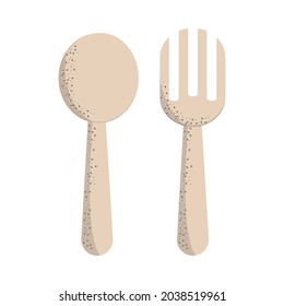 eco friendly spoon and fork isolated icon