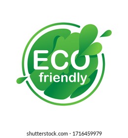 Sello ecológico (distintivo) para la producción limpia, productos alimenticios sanos y naturales, cosméticos o marcas de embalaje tecnológico - emblema ecológico verde con hojas y marca de verificación